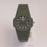 Mens Light Weight Watch With Fibre Material  Strap Green